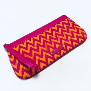 Vera Bradley Wristlet Pink and Orange Chevron Striped Cotton New